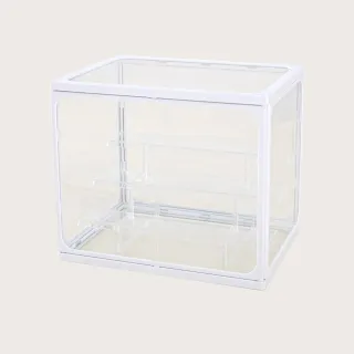 【FL 生活+】大型款-階梯式鋼化玻璃透明展示收納盒(附展示架-模型/公仔/ 盲盒/展示盒/收藏/陳列/置物-S)