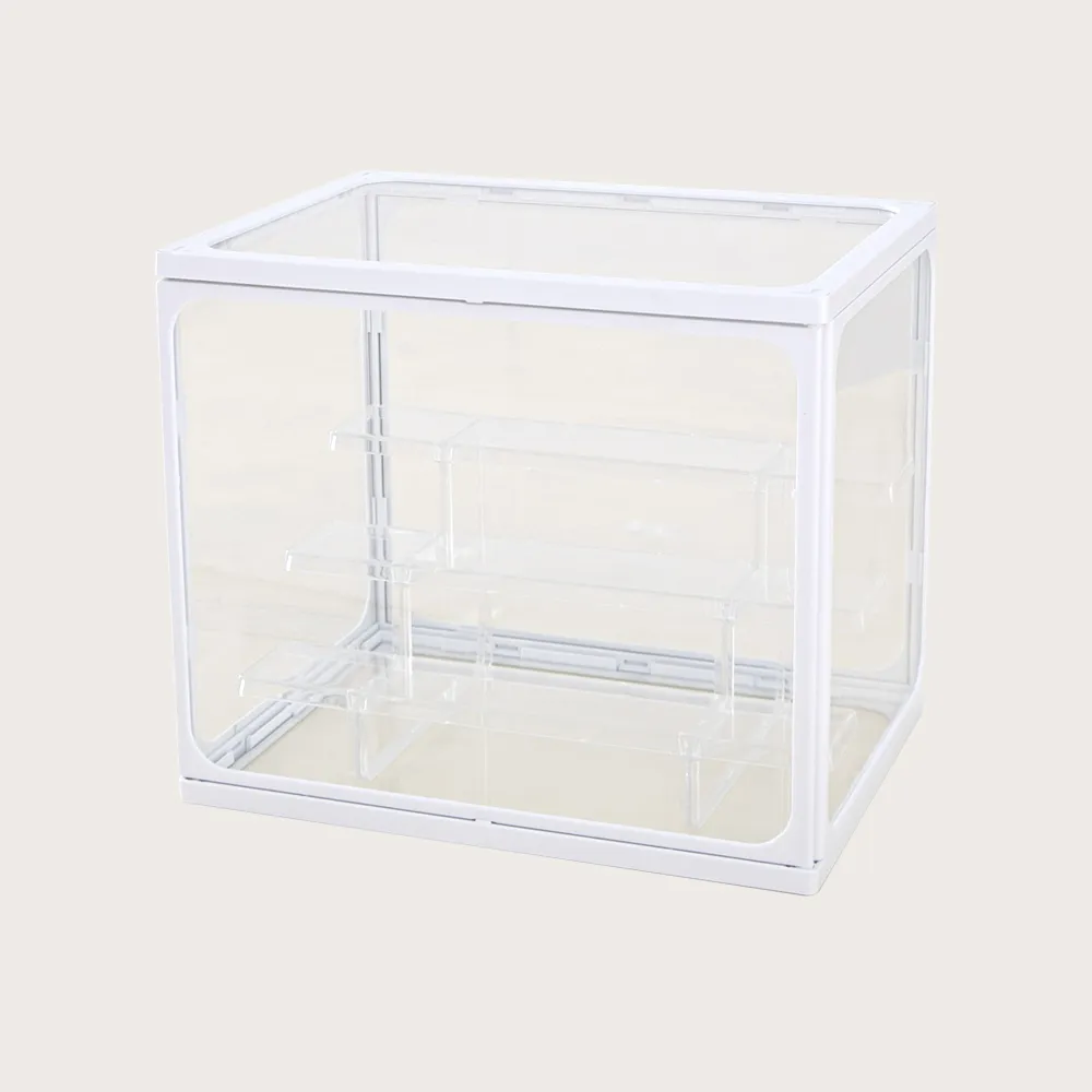 【FL 生活+】大型款-階梯式鋼化玻璃透明展示收納盒(模型/公仔/展示盒/收藏盒/置物盒/A-097)