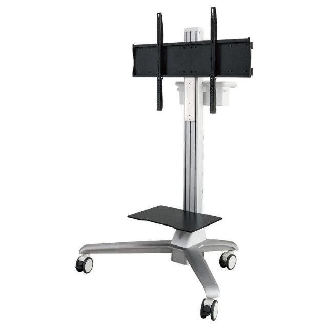  ErgoGrade 金電動升降推車 EGCTP860 具備高度藏線設計，美觀且收線自如。無段數電動升降範圍達45-5CM，可自由調整高度不需拆卸任何螺絲。前輪附有剎車系統，設計靈活且轉動順暢，耐重且穩定。適用於家電、冷氣、視聽、按摩等裝置，最大承重80KG，託盤載重15KG。材質為鋼、金、塑膠，具備VESA安裝孔位，最大掛載尺寸800x600mm，產品尺寸為1545 x 383 x 392mm。 