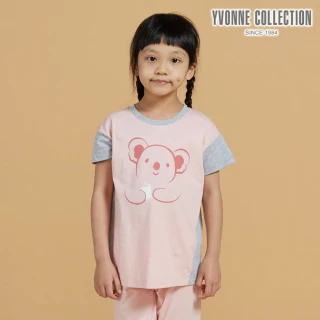 【YVONNE 以旺傢飾】出清品 童裝｜酷飲無尾熊上衣(天竺葵粉)