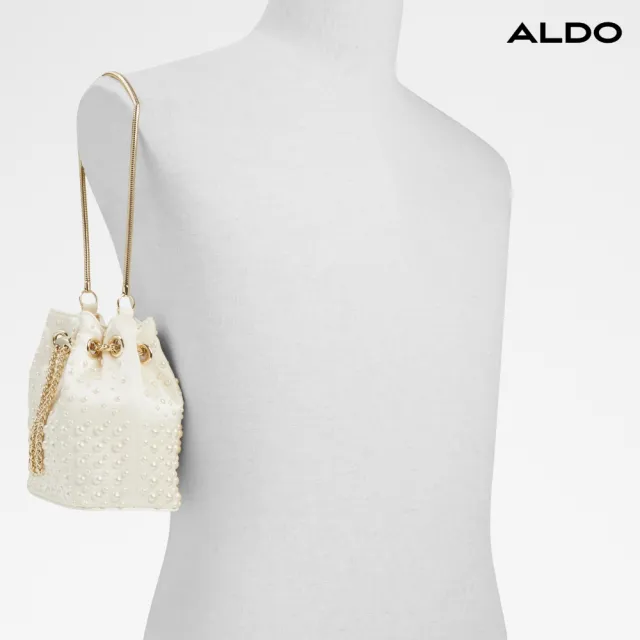 【ALDO】PEARLILY-優雅格調珍珠點綴水桶造型肩背包(奶油色)