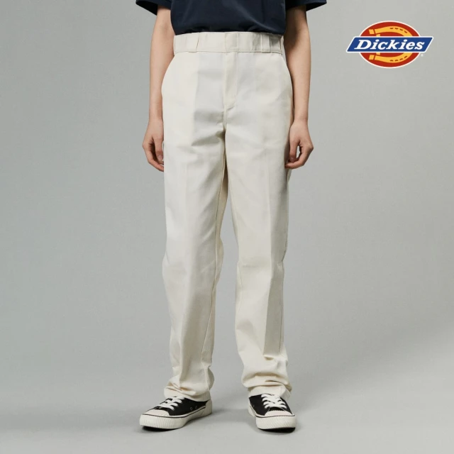 【Dickies】女款淺沙灰874抗皺材質寬版褲耳工裝直筒長褲｜DK012996F90