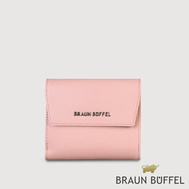 BRAUN BUFFEL 德國小金牛 台灣總代理 萊納斯 8卡RFID防盜兩折短夾-藕粉色(BF835-404-MP)