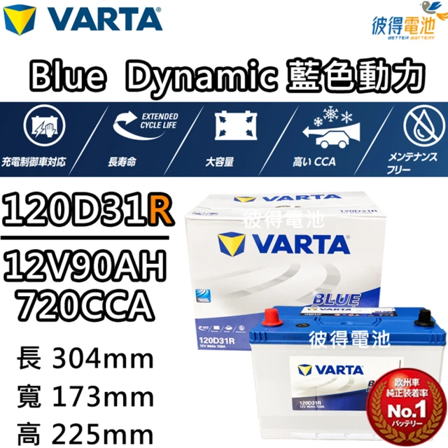 VARTA 華達 120D31R 免加水銀合金 汽車電瓶 推