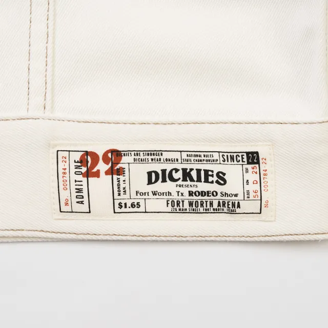 【Dickies】女款奶油色撞色車縫金屬釦設計牛仔休閒外套｜DK012324C10