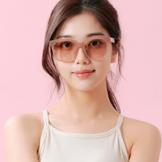 【ALEGANT】韓系時尚象牙奶色線條感方框TR90偏光墨鏡/UV400太陽眼鏡(拂風的淡雪玫瑰/露營墨鏡)