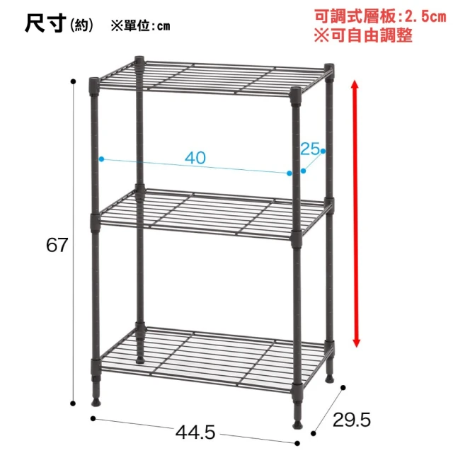 興雲網購 80cm三層不鏽鋼圍欄置物架-可調式25管(廚房收