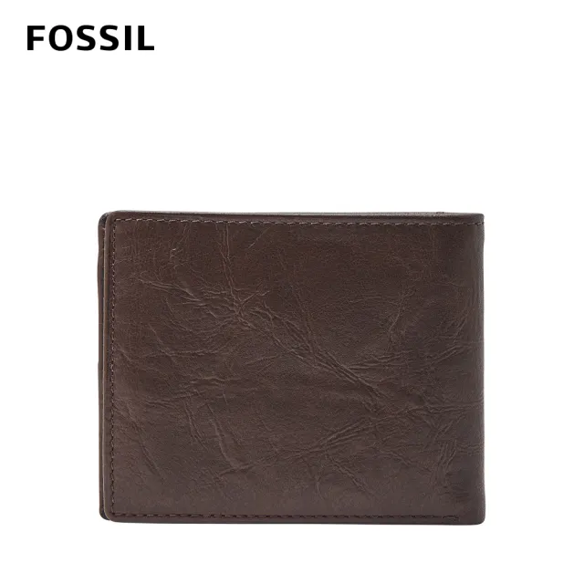 【FOSSIL 官方旗艦館】Neel 真皮兩折翻轉證件格皮夾-咖啡色 ML3899200(禮盒組附鐵盒)