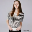 【MOMA】休閒挑孔直條針織上衣(白色)