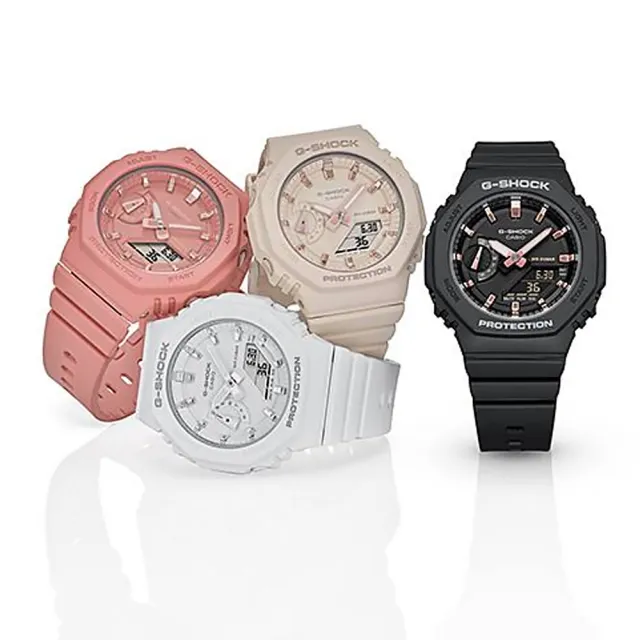 【CASIO 卡西歐】G-SHOCK WOMEN 縮小版農家橡樹 八角形雙顯錶-黑(GMA-S2100-1A 防水200米)