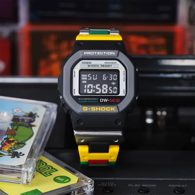 【CASIO 卡西歐】G-SHOCK 懷舊錄音帶色彩電子錶 畢業 禮物(DW-5610MT-1)