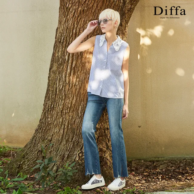 【Diffa】藍白條紋背心上衣-女