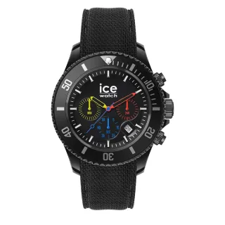 【Ice-Watch】三眼計時活力系列 黑錶面 40mm CH(黑色編織矽膠錶帶)
