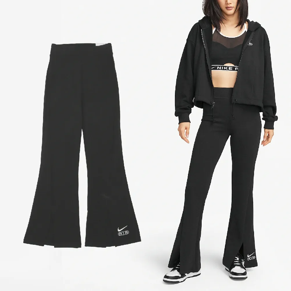 【NIKE 耐吉】緊身褲 Leggings 女款 黑 白 高腰 開衩 全場 運動 瑜珈 長褲 褲子(FN1892-010)