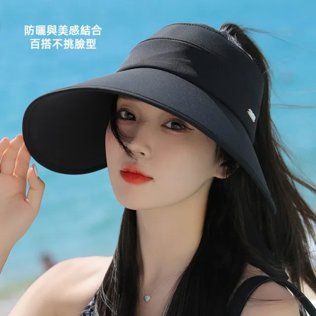 【A&R】韓款加大帽簷中空後綁帶式遮陽帽 四色任選(防曬帽 蝴蝶結遮陽帽 可調節)