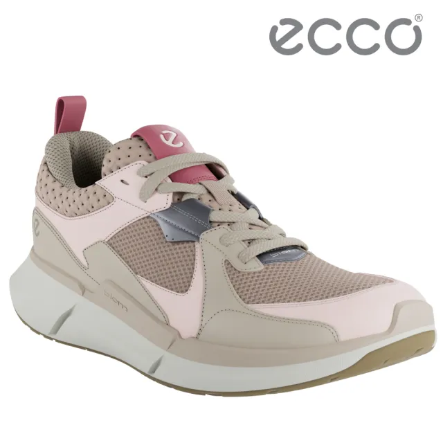 【ecco】BIOM 2.2 W 健步戶外織物皮革休閒運動鞋 女鞋(柔粉色/石灰色/裸粉色 83077360942)