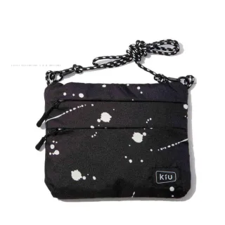 【KIU】情人節禮物 日本 原廠貨 中性 WATERPROOF SACOCHE W ZIPPER 隨身包 健行/生活/旅行 潑墨黑(campai