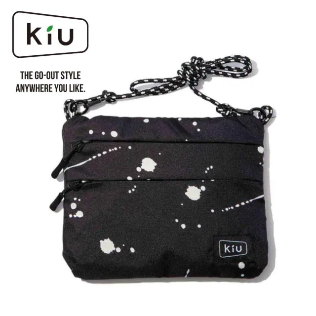 【KIU】雙11 日本 原廠貨 中性 WATERPROOF SACOCHE W ZIPPER 隨身包 健行/生活/旅行 潑墨黑(cam