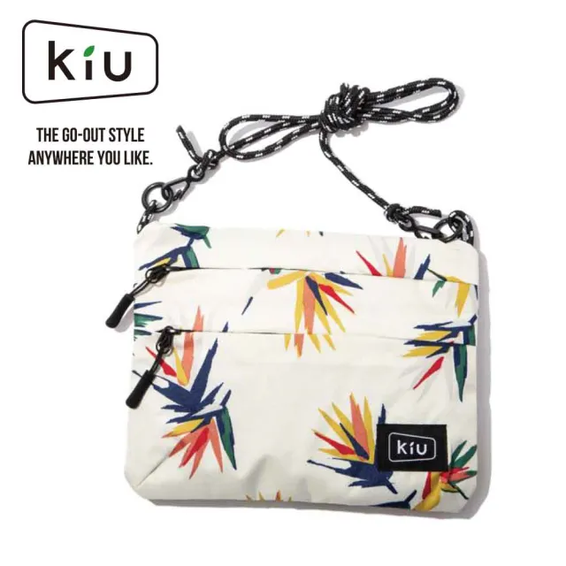 【KIU】日本 原廠貨 中性 WATERPROOF SACOCHE W ZIPPER 隨身包 健行/生活/旅行 南國花鳥白