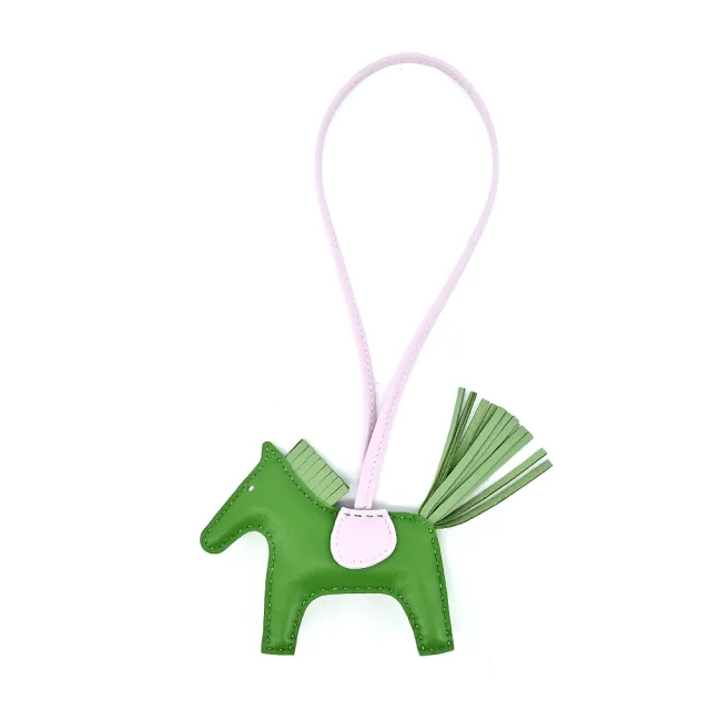 【Hermes 愛馬仕】Rodeo小羊皮單色手工馬兒吊飾(小/綠/粉)