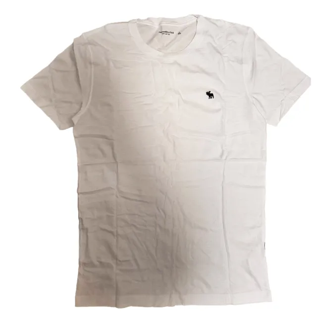 【Abercrombie & Fitch】Abercrombie & Fitch麋鹿 A&F AF短袖 情侶裝素T 圓領T恤