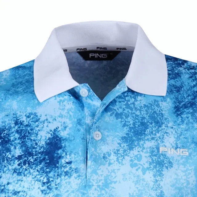 【PING】男女款水漾吸濕排汗高爾夫短袖POLO衫-藍(GOLF/高爾夫球衫/PA24192-55/RA24192-55)