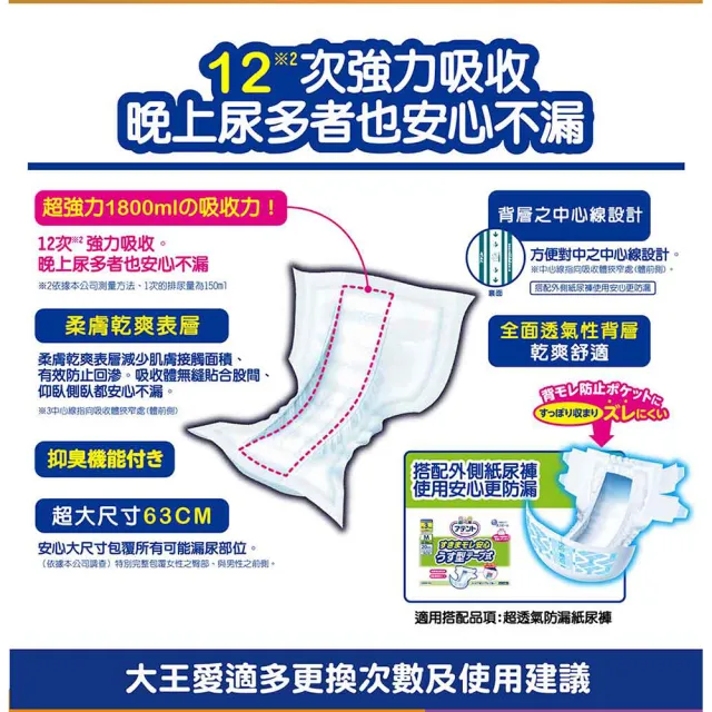 【日本大王】愛適多 夜間超安心尿片超特大量12回吸收(14片/包X4包 箱購)