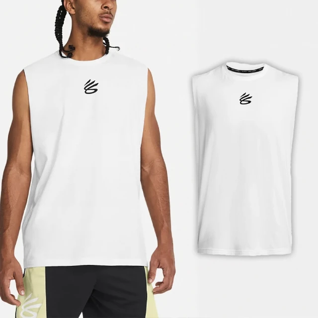 UNDER ARMOUR 背心 Curry Tank Top 男款 白 黑 彈性 寬鬆 咖哩 無袖上衣 運動 籃球 UA(1383377100)