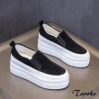 【Taroko】雙色百搭內增高套腳厚底休閒鞋(2色可選)
