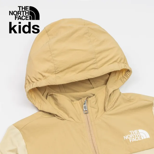 【The North Face 官方旗艦】北面兒童卡其色涼感防曬舒適透氣連帽外套｜87ZEQK7