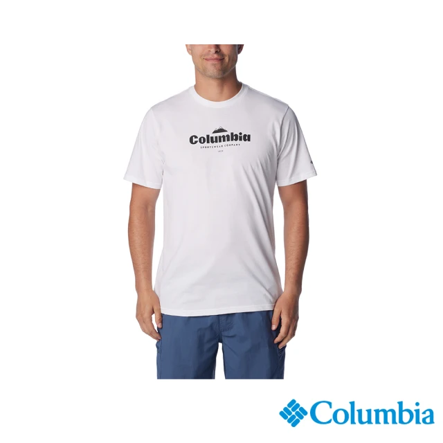 Columbia 哥倫比亞 官方旗艦 男款-CSC™LOGO短袖上衣-白色(UAO13630WT/IS)