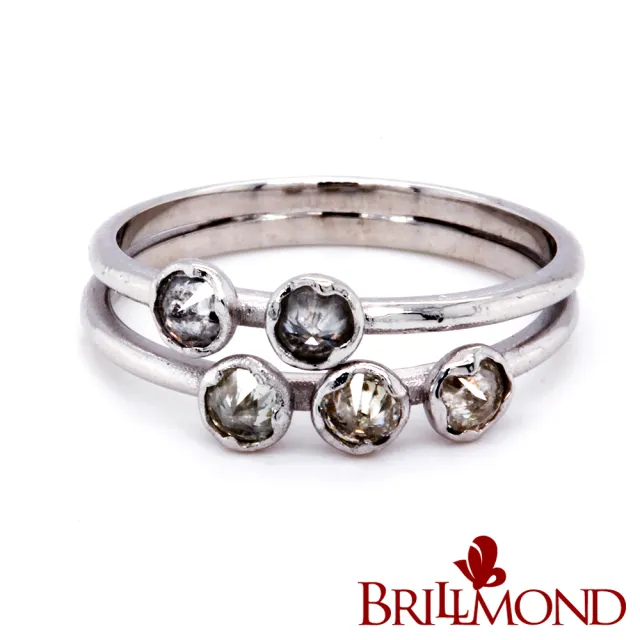 【BRILLMOND JEWELRY】天然鑽石 排戒 50分 白K金 倒鑲手工鑽戒(9K白金台 天然鑽石總重50分)