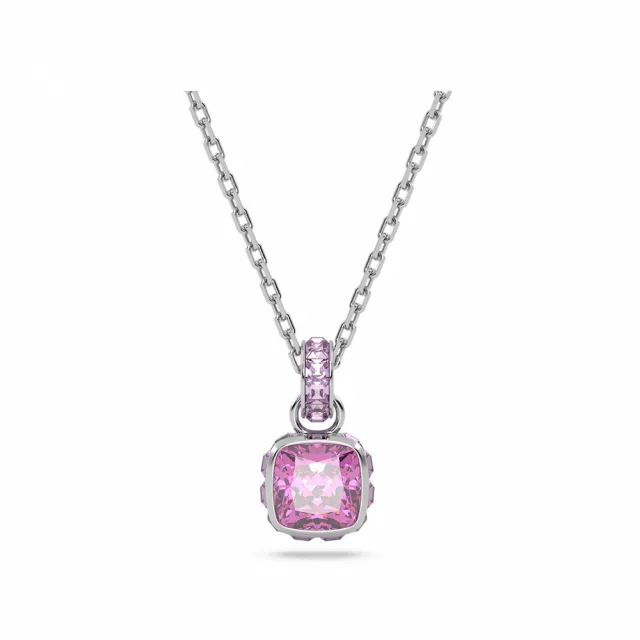 【SWAROVSKI 官方直營】Birthstone 鏈墜 方形切割 鍍白金色(網上獨家 誕生石 守護石 星座 花語 幸運 開運)