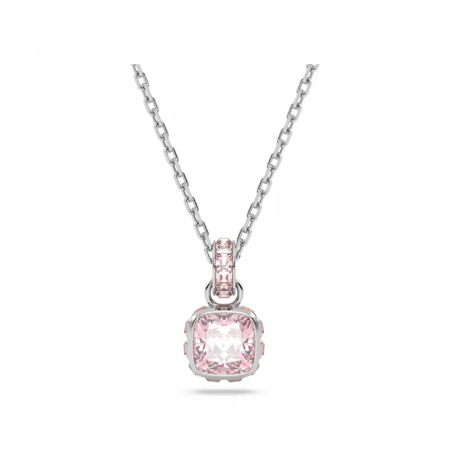 【SWAROVSKI 官方直營】Birthstone 鏈墜 方形切割 鍍白金色(網上獨家 誕生石 守護石 星座 花語 幸運 開運)