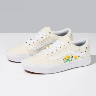 【VANS 官方旗艦】ComfyCush Old Skool 男女款淡黃色/田園花朵圖案滑板鞋/休閒鞋/帆布