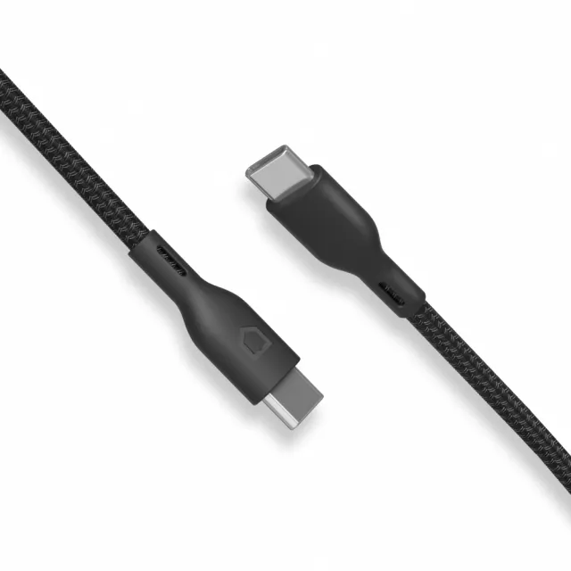 【RHINOSHIELD 犀牛盾】USB-C to USB-C 黑色編織傳輸/充電線 2公尺(Android/iPad適用Type C)