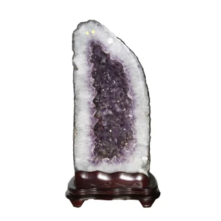 【古緣居】巴西天然紫水晶洞 +木製底座(22.3公斤)