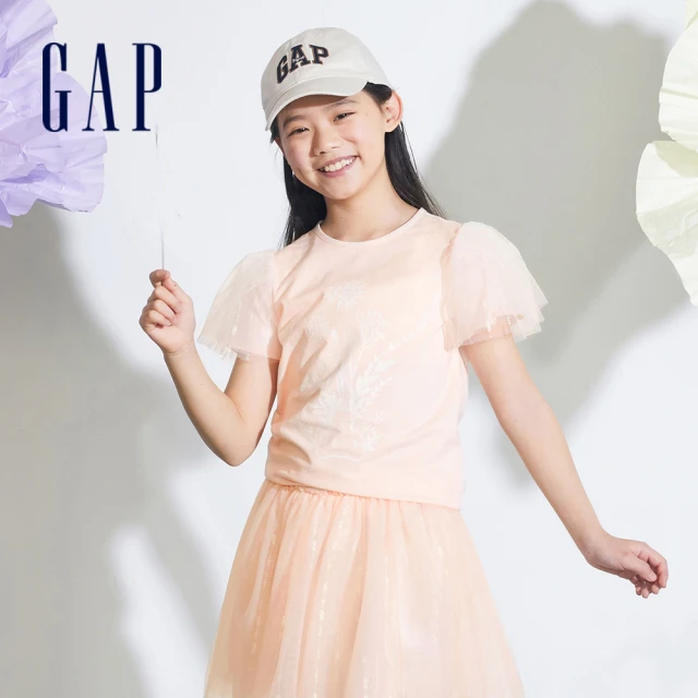 GAPGAP 女童裝 Logo圓領短袖T恤-淡粉色(890404)