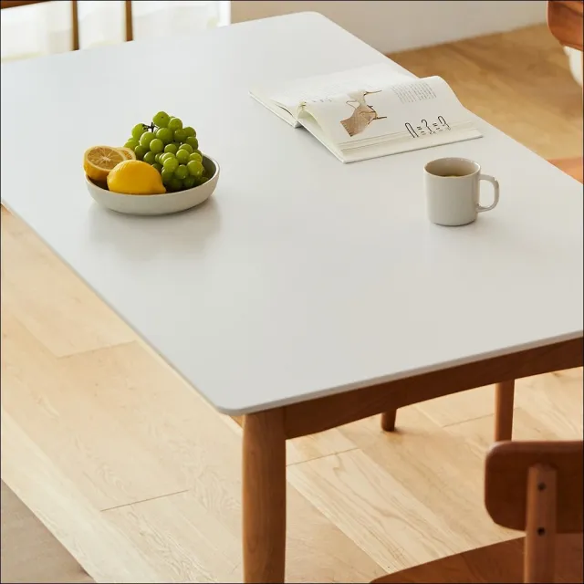 【hoi! 好好生活】小半家具格林櫻桃木岩板1.4M餐桌-白色