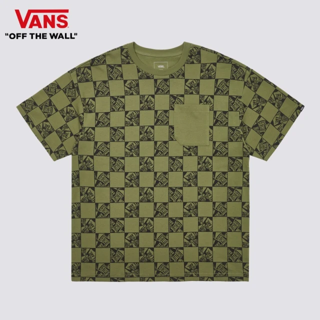 VANS 官方旗艦 Skate Checker 男女款軍綠色滑板logo圖案短袖口袋T恤