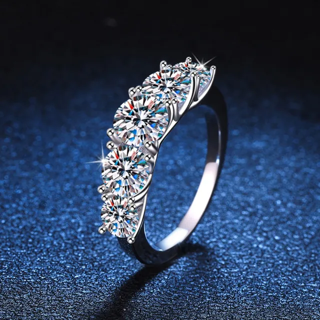 【巴黎精品】莫桑鑽戒指925純銀銀飾(3.6克拉精緻排鑽婚戒女飾品a1cn118)