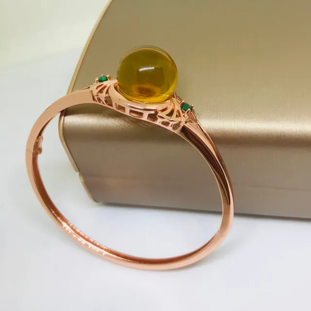 【勝弘珠寶】多明尼藍珀富貴手環-15mm