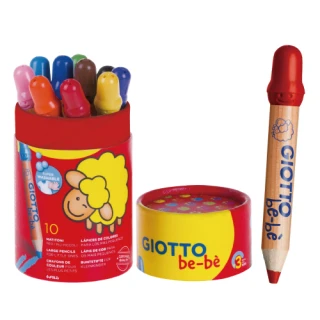 【義大利GIOTTO】可洗式寶寶木質蠟筆10色-筆筒裝