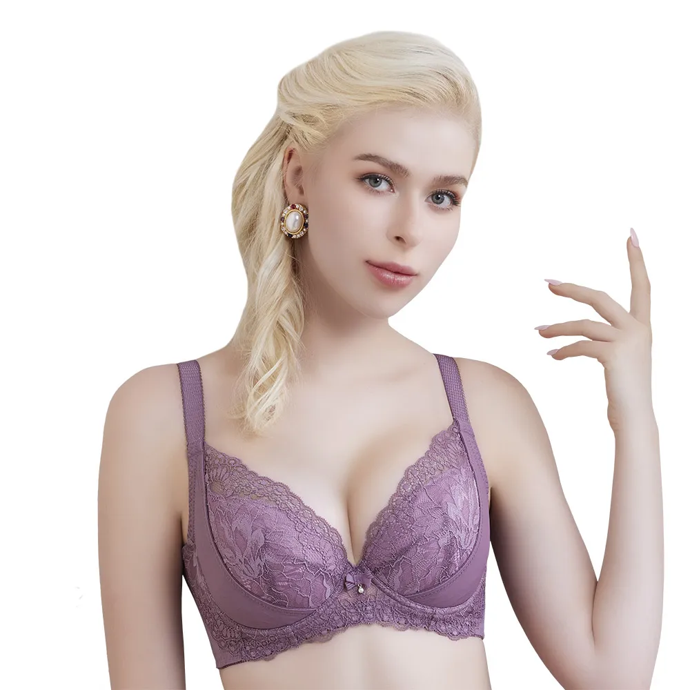 【Swear 思薇爾】美波曲線系列E-H罩調整型蕾絲涼感包覆大罩塑身女內衣(風信紫)