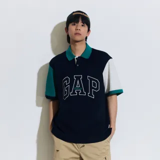 【GAP】男裝 Logo印花短袖POLO衫-海軍藍(890976)