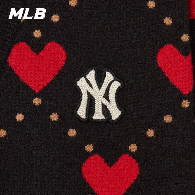 【MLB】女版針織衫 Heart系列 紐約洋基隊(3FKCH0234-50BKS)