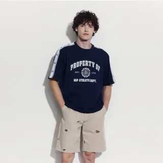 【GAP】男裝 Logo純棉印花圓領短袖T恤-海軍藍(885847)