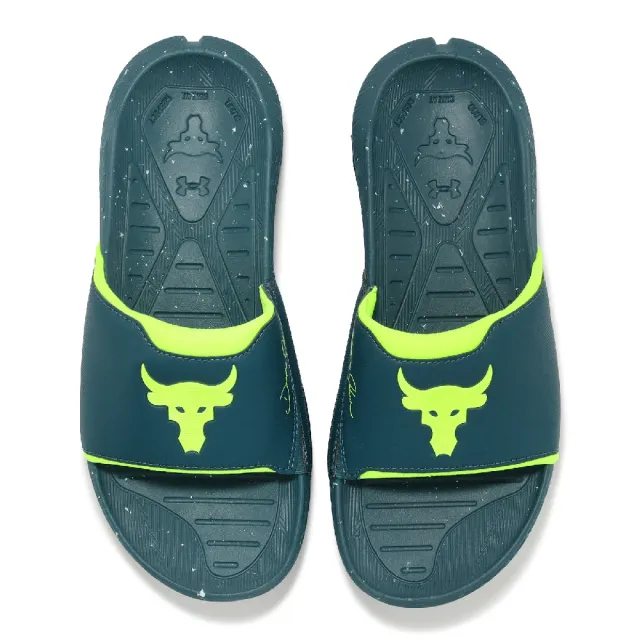 【UNDER ARMOUR】拖鞋 U Rock 3 SL 男鞋 藍 綠 彈力帶 緩衝 抓地 環保材質 涼拖鞋 休閒鞋 UA(3026034402)