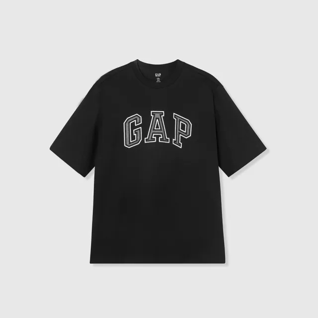 【GAP】男裝 Logo純棉圓領短袖T恤 厚磅密織親膚系列-黑色(892185)