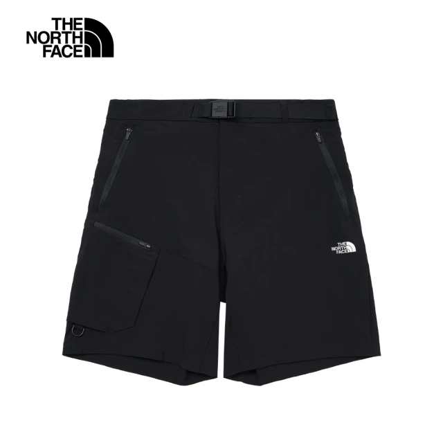 【The North Face 官方旗艦】北面男款黑色吸濕排汗涼感透氣休閒短褲｜87W4JK3